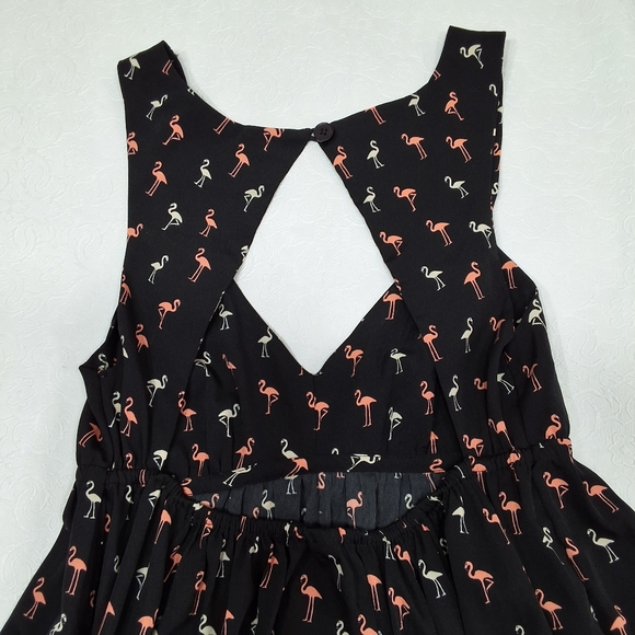 Roxy Sleeveless Flamingo Print Mini Dress Size M - Picture 4 of 9